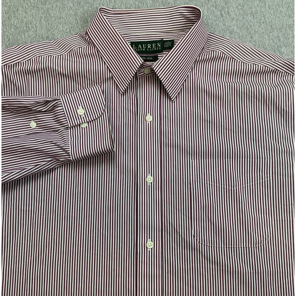 Lauren Ralph Lauren Shirt Mens 17.5 - 34/35 Striped‎ 100% Cotton Button Up